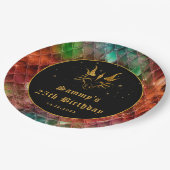 レインボードラゴンはかりで測金ゴールドフェイクグリッター誕生日 ペーパープレート (アングル)