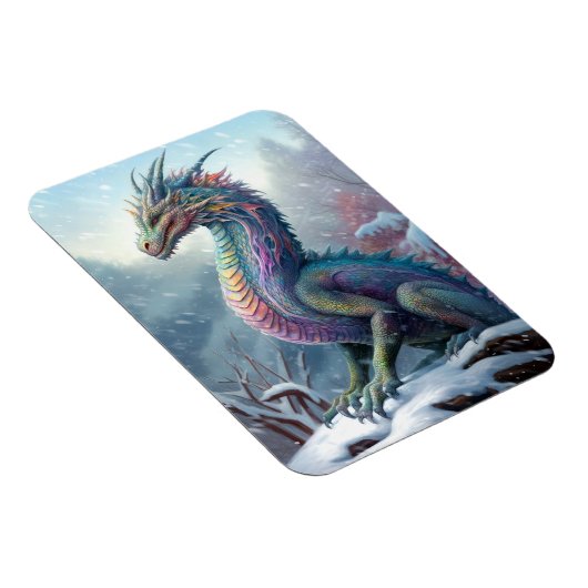 レインボードラゴンインザスノーアートファンタジー マグネット (右側)