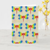 レインボードラゴンフライ空白のグリーティング カード (黄色い花)