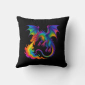 レインボードラゴン呼吸カラフル炎ファンタジー クッション (裏面)