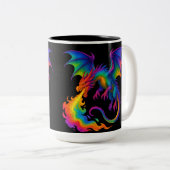 レインボードラゴン呼吸カラフル炎ファンタジー ツートーンマグカップ (正面右)