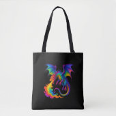 レインボードラゴン呼吸カラフル炎ファンタジー トートバッグ (正面)