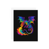 レインボードラゴン呼吸カラフル炎ファンタジー ノートカード (正面/裏面インサイチュ)