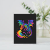 レインボードラゴン呼吸カラフル炎ファンタジー ポストカード (スタンド正面)