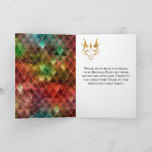 レインボードラゴン スケール ゴールド フェイク グリッター 誕生日 サンキューカード (内部)