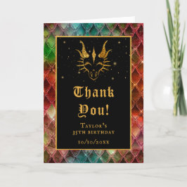 レインボードラゴン スケール ゴールド フェイク グリッター 誕生日 サンキューカード