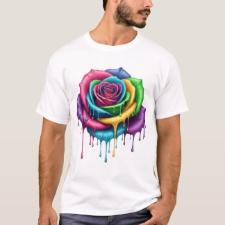 レインボードリップバラ芸術的-開花ティー Tシャツ