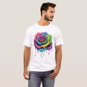レインボードリップバラ芸術的-開花ティー Tシャツ (正面フル)