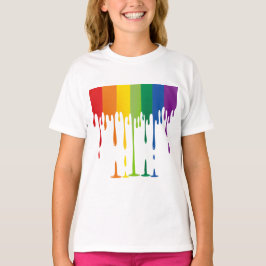 レインボードリップペイント液体アブストラクトアート Tシャツ