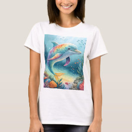 レインボードルフィンの水中パラダイス Tシャツ