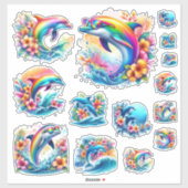 レインボードルフィン及び海レトロシール シール (シート)