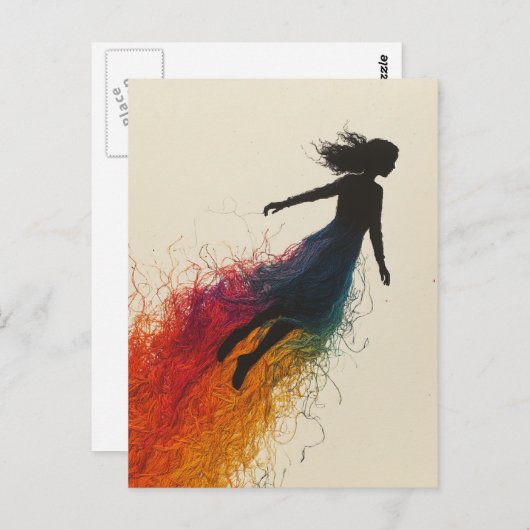 レインボードレスを着た女性 ポストカード (正面/裏面)
