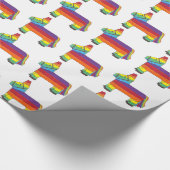 レインボードンキーピニャタバースデーパーティフィエスタプライド ラッピングペーパー (角)