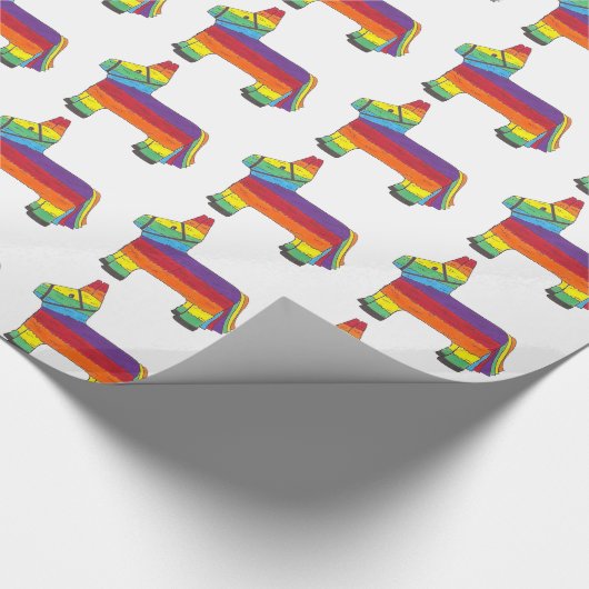 レインボードンキーピニャタバースデーパーティフィエスタプライド ラッピングペーパー (角)