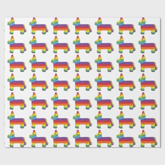 レインボードンキーピニャタバースデーパーティフィエスタプライド ラッピングペーパー (フラット)