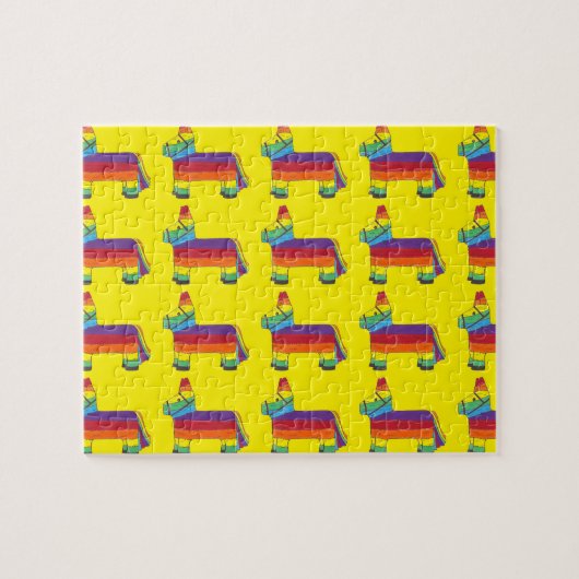 レインボードンキーピニャタフィエスタバースデーパーティープライド ジグソーパズル (横)