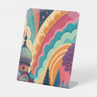 レインボードームペデスタルサイン – カスタマイズ可能 台座サイン