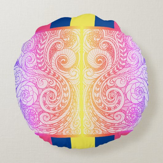 レインボードールアートフロア枕 ラウンドクッション (裏面)