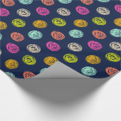 レインボードールドット紙吹雪オンネイビー ラッピングペーパー (角)