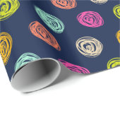 レインボードールドット紙吹雪オンネイビー ラッピングペーパー (ロールコーナー)