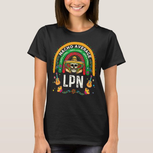 レインボーナチョ平均LpnスカルCinco De Mayo Mexi Tシャツ (正面)