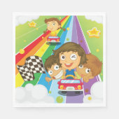 レインボーナプキンでレースをする子供 スタンダードランチョンナプキン (正面)