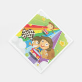 レインボーナプキンでレースをする子供 スタンダードランチョンナプキン (角)