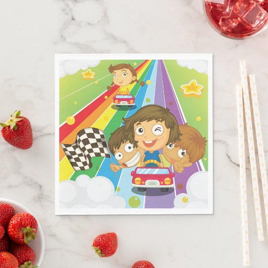 レインボーナプキンでレースをする子供 スタンダードランチョンナプキン