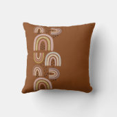 レインボーニュートラルカラーズブラウン手描きトレンディー クッション (裏面)