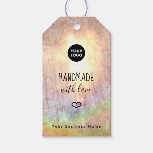 レインボーニュートラルビジネスロゴハンドメイドカスタム ギフトタグ (正面)
