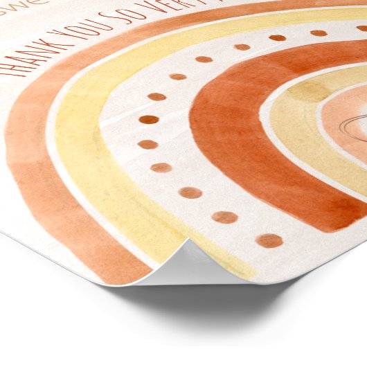 レインボーニュートラル赤ちゃんシャワーギフトテーブルサイン ポスター (角)