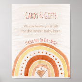 レインボーニュートラル赤ちゃんシャワーギフトテーブルサイン ポスター (正面)