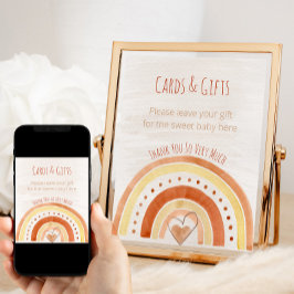 レインボーニュートラル赤ちゃんシャワーギフトテーブルサイン ポスター