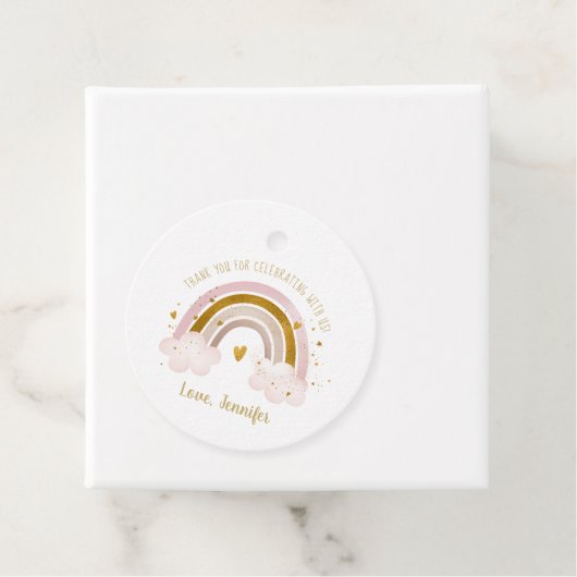 レインボーニュートラル金ゴールドパステルベビーシャワーサンキュー フェイバータグ (インサイチュ)