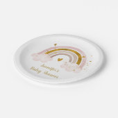 レインボーニュートラル金ゴールドパステルベビーシャワー ペーパープレート (アングル)