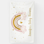 レインボーニュートラル金ゴールドパステルベビーシャワー 横断幕 (縦)