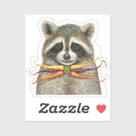 レインボーニンジン弓ネクタイ付きアライグマ シール (シート)