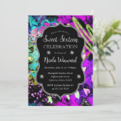 レインボーネオンアブストラクトグリッター スイート16 招待状 (スタンド正面)