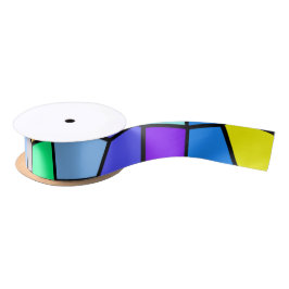 レインボーネオンカラーリボンブルーグリーンパープルイエロー サテンリボン