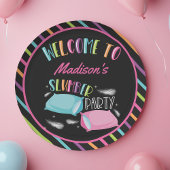 レインボーネオンスランバーパーティースレポバーパーソナライズされた ペーパープレート