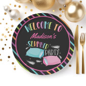 レインボーネオンスランバーパーティースレポバーパーソナライズされた ペーパープレート