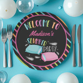 レインボーネオンスランバーパーティースレポバーパーソナライズされた ペーパープレート