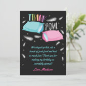 レインボーネオンスランバーパーティー誕生日スリープバー サンキューカード (スタンド正面)