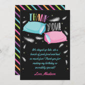 レインボーネオンスランバーパーティー誕生日スリープバー サンキューカード (正面/裏面)