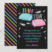 レインボーネオンスリンバーティー誕生日お泊り会 サンキューカード (正面/裏面)