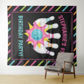 レインボーネオンボウリング誕生日パーティー写真背景 タペストリー (インサイチュ(横))