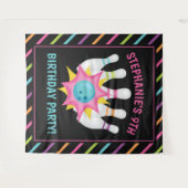 レインボーネオンボウリング誕生日パーティー写真背景 タペストリー (正面(横))