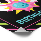 レインボーネオンボーリングバースデーパーティーウェルカムサイン ポスター (角)