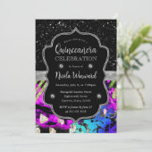 レインボーネオン抽象芸術グリッターキンセアニェラ 招待状 (スタンド正面)