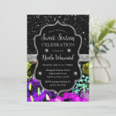 レインボーネオン抽象芸術グリッタースウィート16 招待状 (スタンド正面)